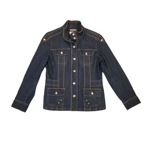 Jones New‎ York Women's Dark Rinse Stretch Denim Button-Down Jacket Medium